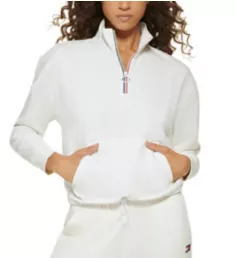 Quarter Zip Mockneck Sweatshirt Eggshell XL