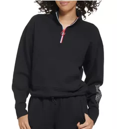 Fleece Mockneck 1/2 Zip with Logo Sleeve Black L