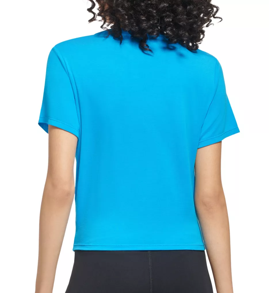 Lux Modal Fitness Tee With Cross Over Front Atlantic Blue S