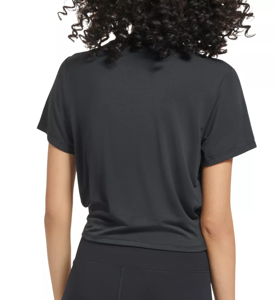 Lux Modal Fitness Tee With Cross Over Front Black S