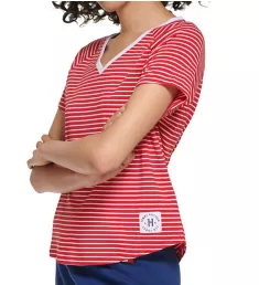 Raglan Fitness Striped V-Neck T-Shirt