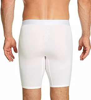 Cool Cotton Long Leg Boxer Brief White M