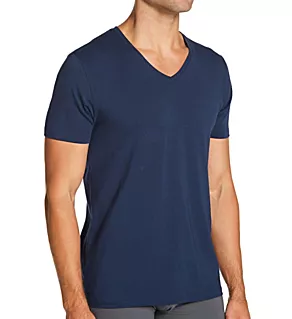 Second Skin Lounge V-Neck T-Shirt Dress Blues 2XL