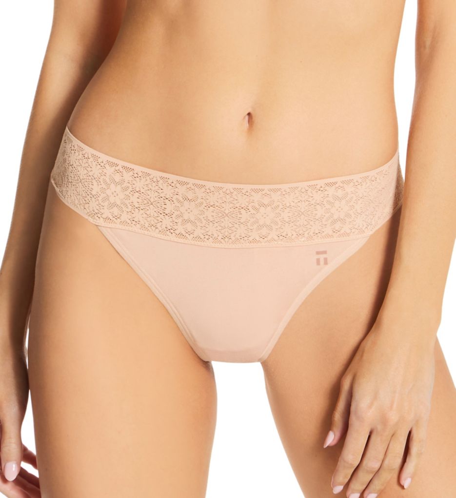 Tommy John Underwear  Womens Cool Cotton Thong, Lace Waist