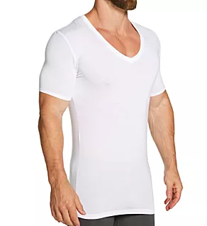 Second Skin Stay-Tucked Deep V Undershirt White 2XL
