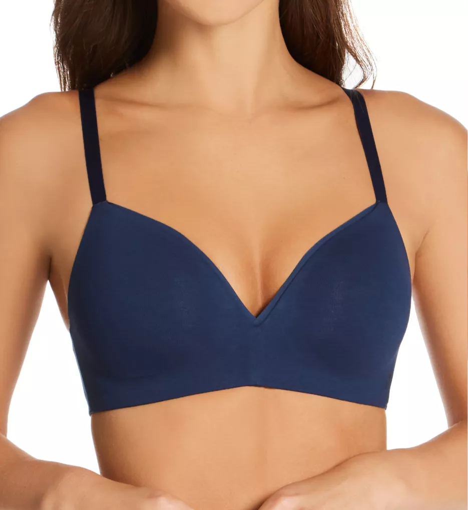 Lightly Lined Wireless Cotton Bra - Icy blue