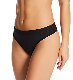 Second Skin Self Lined Waistband Modal Thong Black 2X