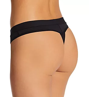 Second Skin Self Lined Waistband Modal Thong Black 2X