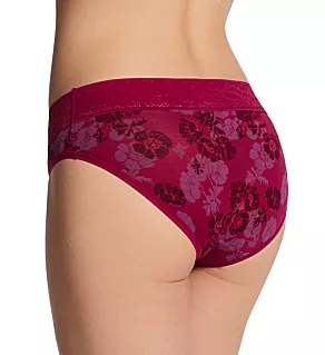Second Skin Lace Waist Brief Panty Carbenet Shadow Floral XL