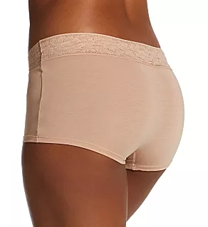 Second Skin Lace Waist Boyshort Panty Maple Sugar 2X