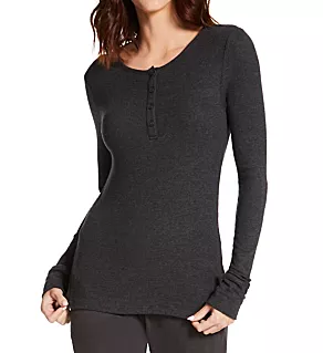 Downtime Lounge Henley Charcoal Heather 2X