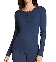 Downtime Lounge Henley Dress Blues Heather XS