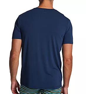 Second Skin Lounge Short Sleeve Pocket Tee Dress Blues 2XL