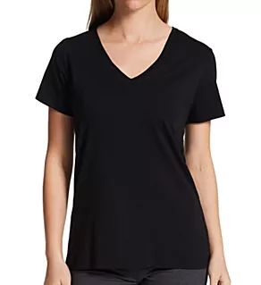 Pima Cotton Blend V-Neck Tee Black XL