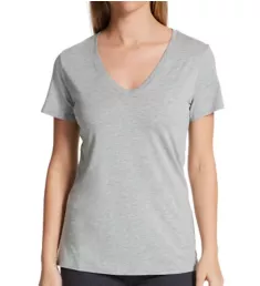 Pima Cotton Blend V-Neck Tee Heather Grey S