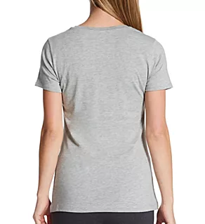 Pima Cotton Blend V-Neck Tee Heather Grey L