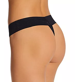 Cool Cotton Lace Waist Thong Black S