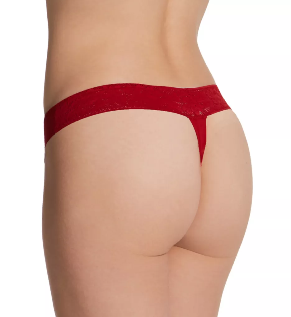 Second Skin Lace Waist Modal Thong Emboldened Red S