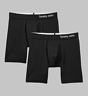 Cool Cotton 6 Inch Boxer Brief - 2 Pack Black S