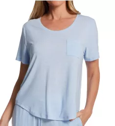 Second Skin Sleep Tee with Pocket Crystal Blue Heather M