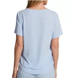 Second Skin Sleep Tee with Pocket Crystal Blue Heather M