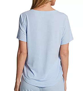 Second Skin Sleep Tee with Pocket Crystal Blue Heather M