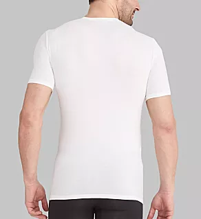 Cool Cotton Stay-Tucked Deep V-Neck Tee - 2 Pack White S