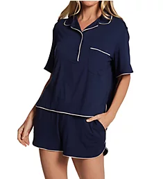 Downtime Short Sleeve Pajama Short Set Dress Blues S