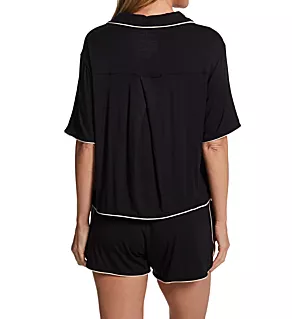Downtime Short Sleeve Pajama Short Set Black 2X