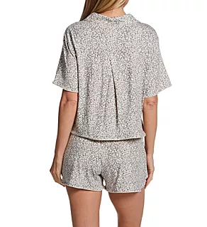 Downtime Short Sleeve Pajama Short Set Simple Leopard 2X
