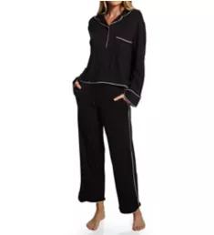 Downtime Long Sleeve Pajama Pant Set Black S