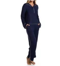 Downtime Long Sleeve Pajama Pant Set Dress Blues S