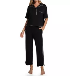 Downtime Short Sleeve Pajama Pant Set Black S