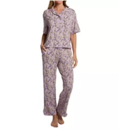 Downtime Short Sleeve Pajama Pant Set Lavendula Wildflowers S