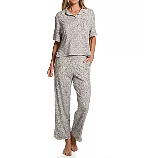 Downtime Short Sleeve Pajama Pant Set Simple Leopard 2X