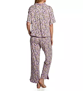 Downtime Short Sleeve Pajama Pant Set Lavendula Wildflowers S