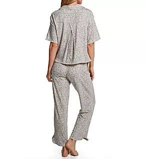Downtime Short Sleeve Pajama Pant Set Simple Leopard 2X