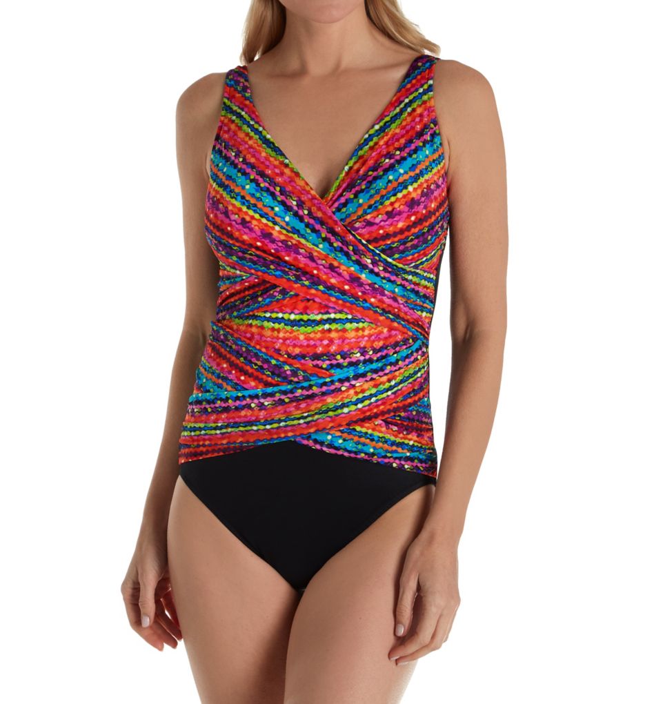 Confetti Surplice Slimming One Piece Swimsuit-fs