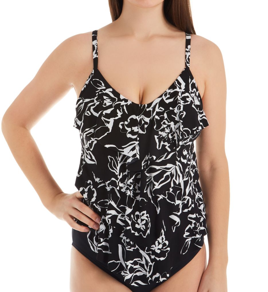 Water Lily Lena Tiered Ruffle Tankini Swim Top-fs