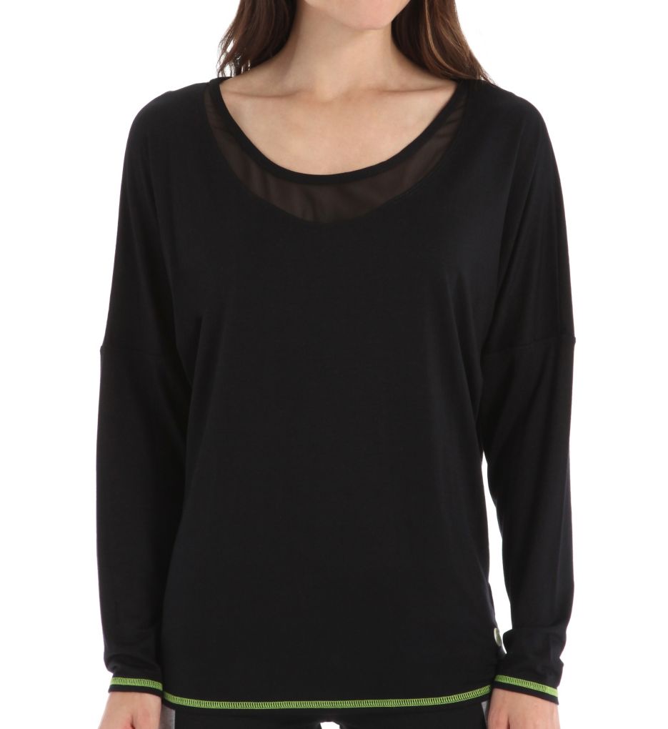 Mesh and Jersey Dolman Long Sleeve Top-fs