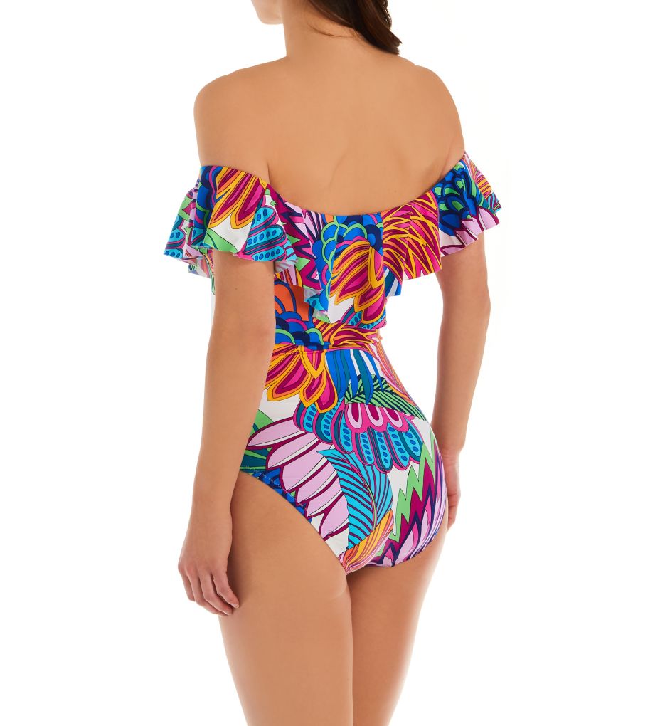 Paradise Plume Off The Shoulder One Piece Swimsuit-bs