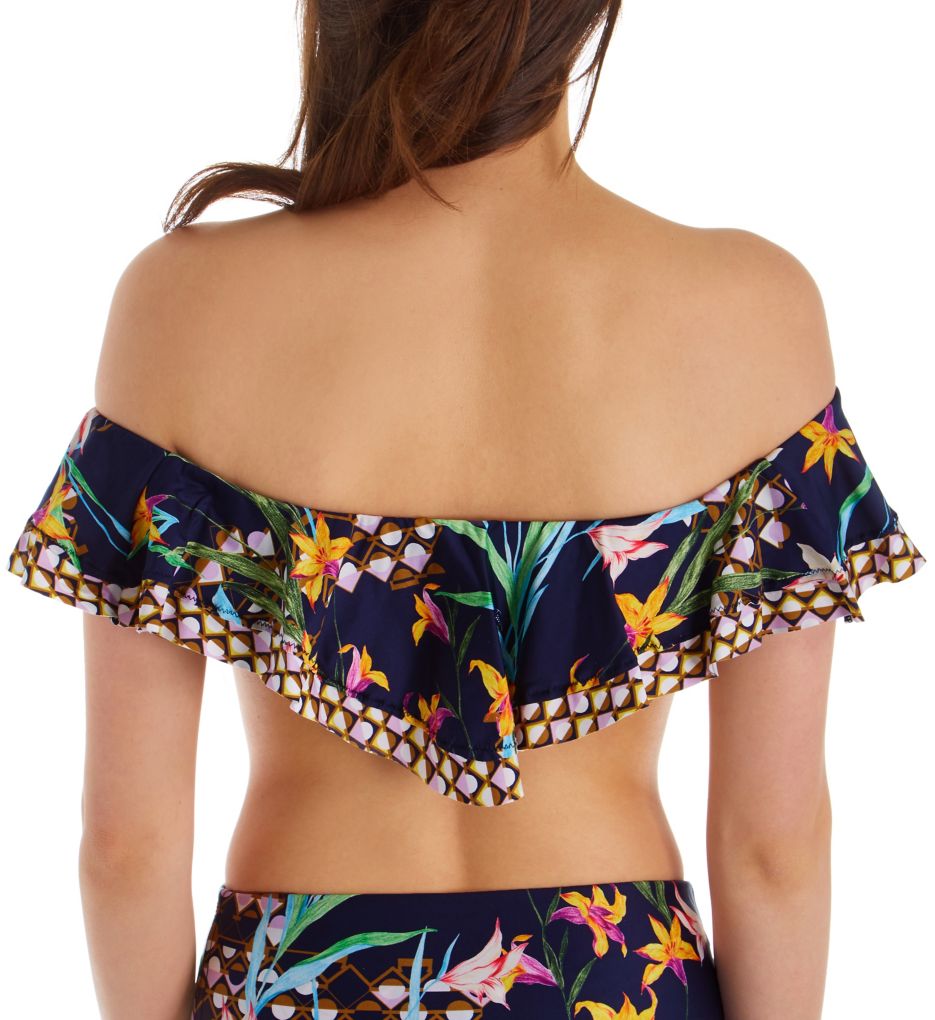 Fiji Floral Mix Off The Shoulder Bandeau Swim Top