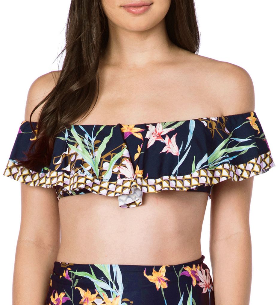 Fiji Floral Mix Off The Shoulder Bandeau Swim Top-gs