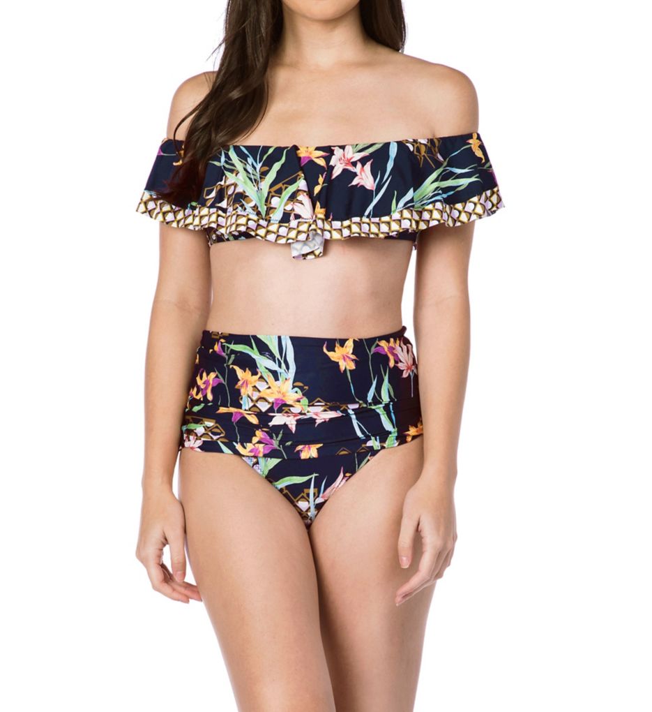 Fiji Floral Mix Shirred High Waist Swim Bottom-cs2