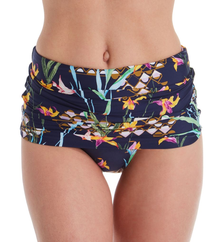 Fiji Floral Mix Shirred High Waist Swim Bottom-fs