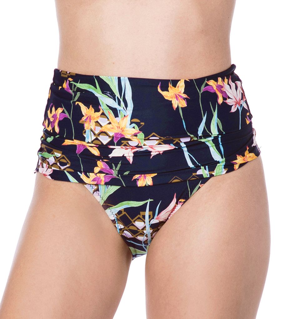 Fiji Floral Mix Shirred High Waist Swim Bottom