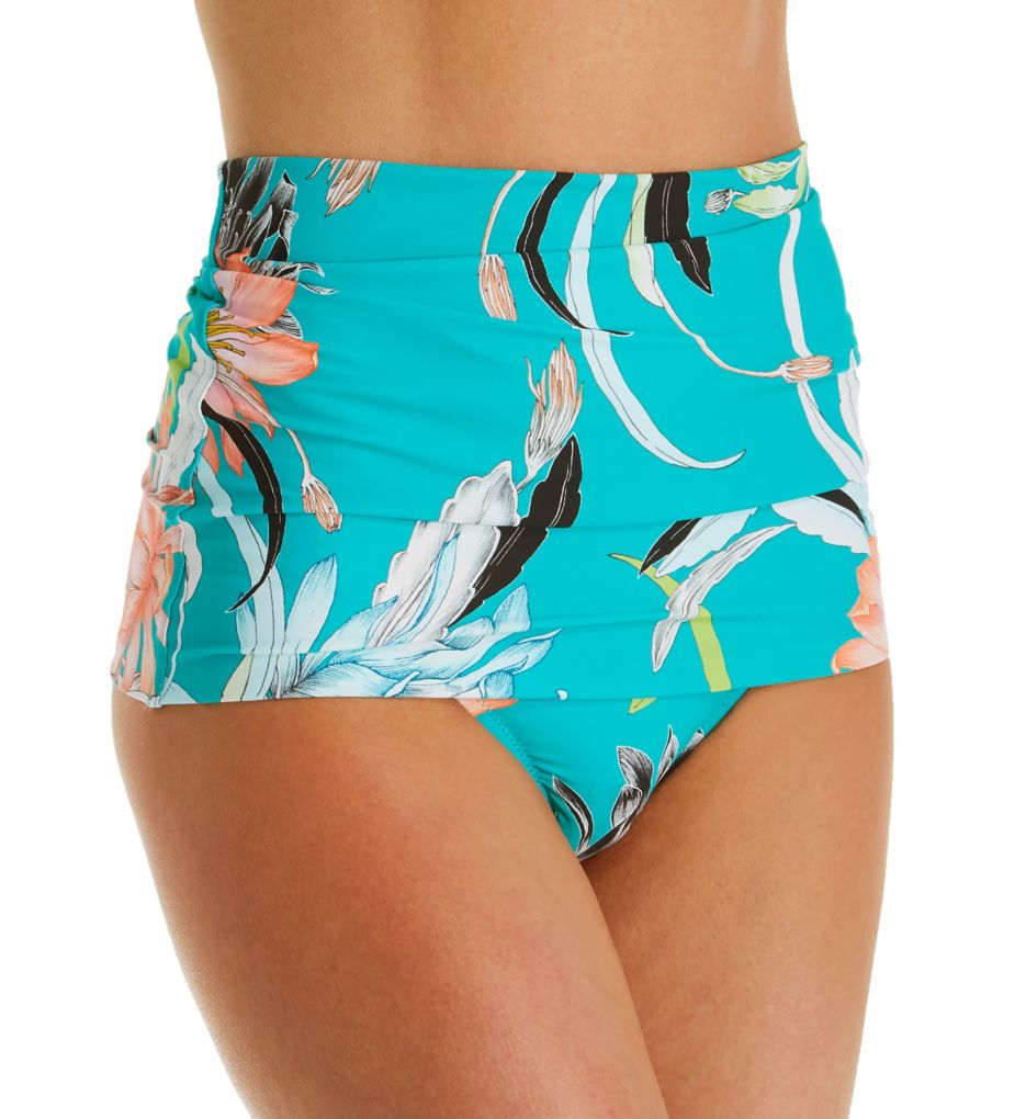 Shangri La Floral Shirred High Waist Swim Bottom