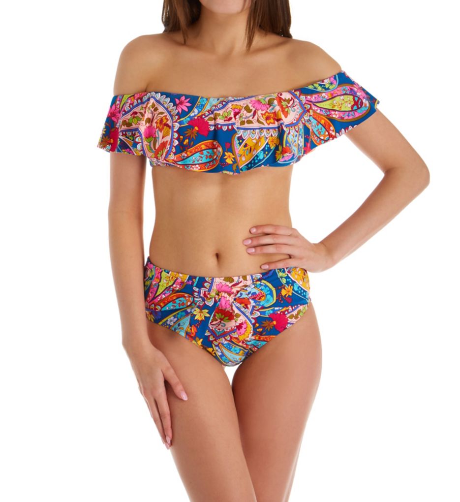 Moroccan Paisley Off The Shoulder Bandeau Swim Top-cs2