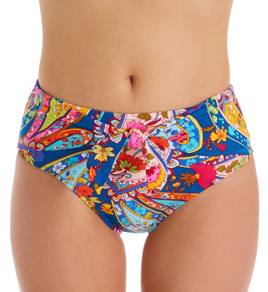 Moroccan Paisley High Waist Tie Front Swim Bottom-fs