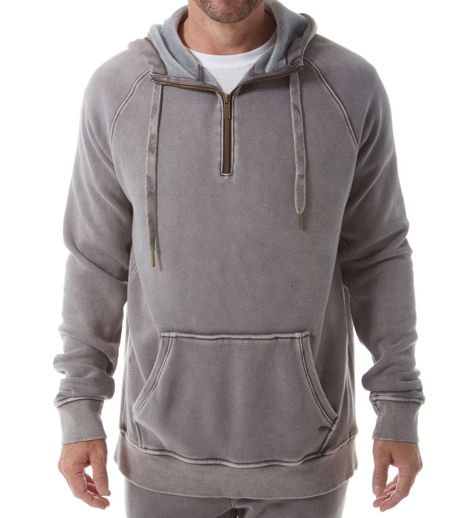 Cooper Washed Half Zip Pull Over Hoodie-fs